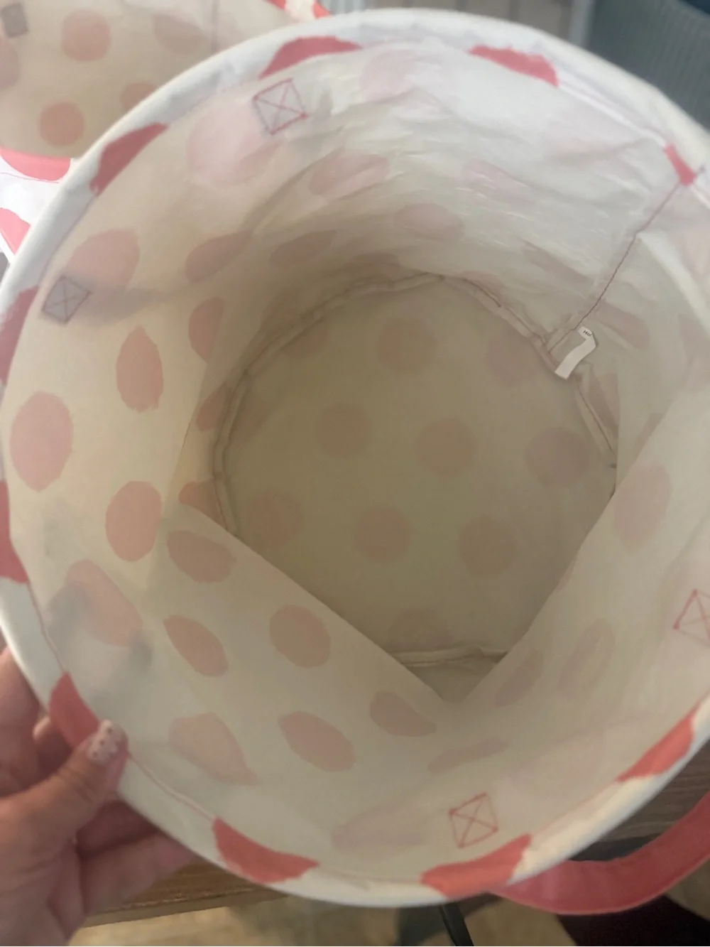 Hobby Lobby Pink Polka Dot Fabric Storage Bins (Set of 2)
